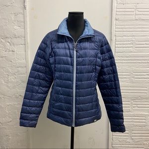 REI women’s navy down filled puffer jacket